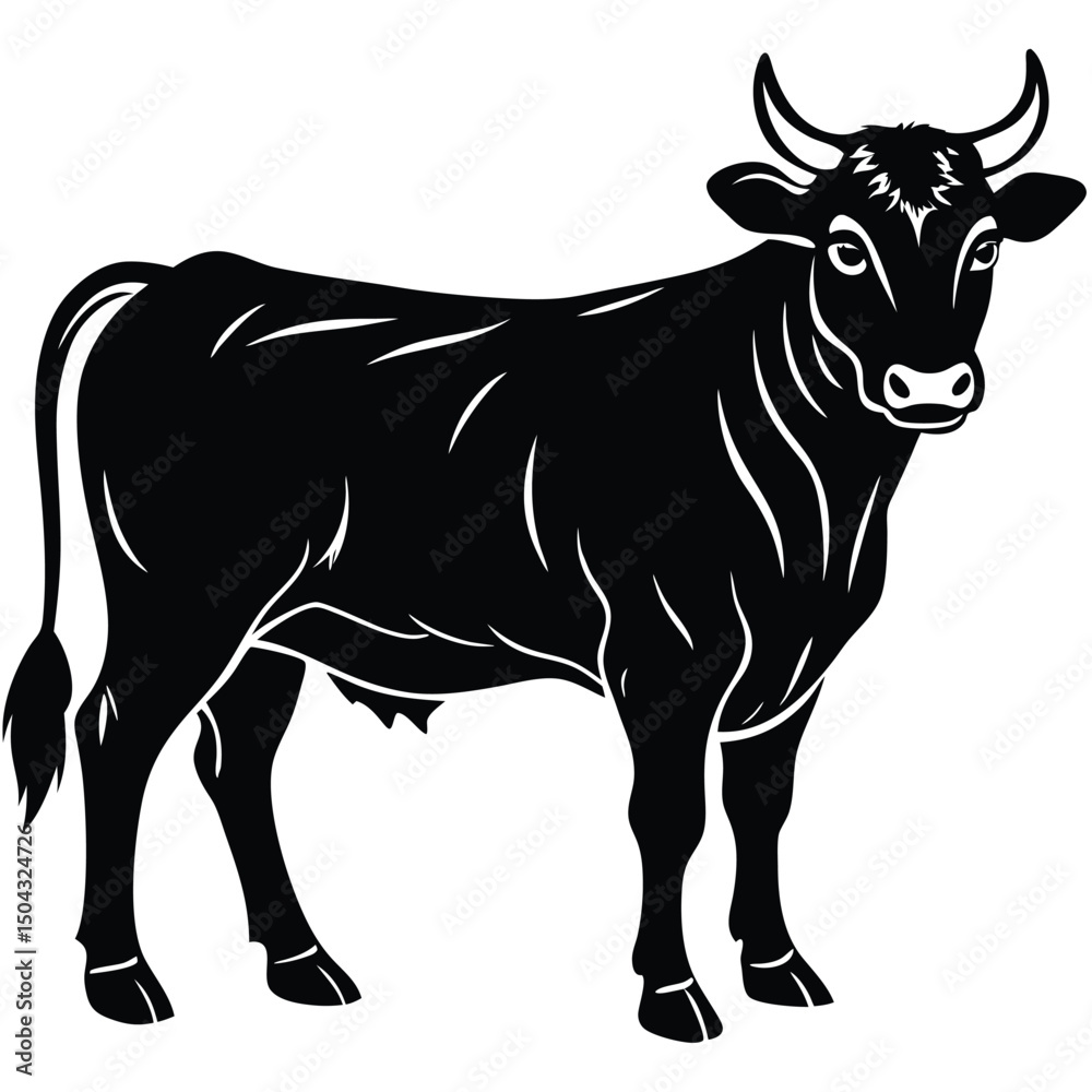 Fototapeta premium silhouette of charolais cow with sturdy frame