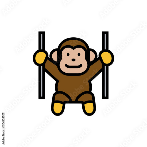 Animated monkey clings poles playground happy isolated design