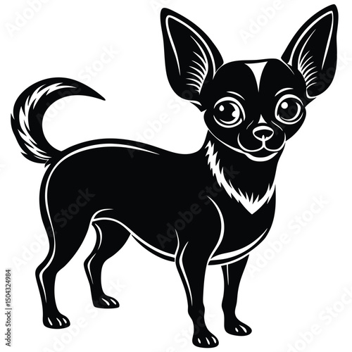 silhouette of chihuahua small and alert in stance
