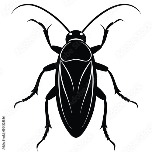 silhouette of cockroach with long antennae and small body