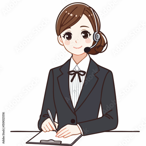 The receptionist is welcoming guests