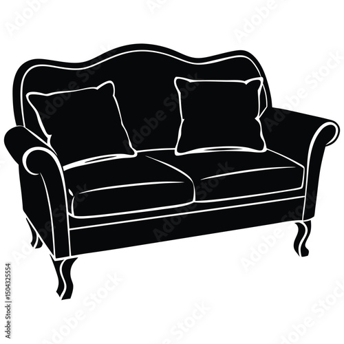 silhouette of comfortable sofa with soft cushions