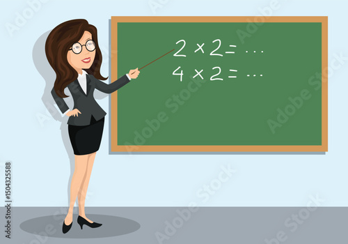 Friendly math teacher cartoon illustration