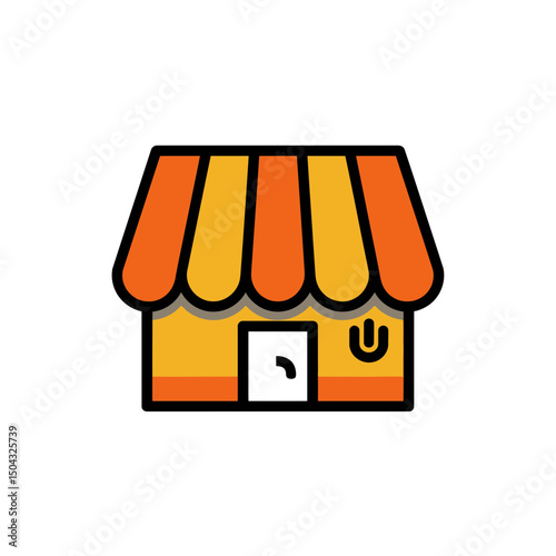 Storefront vector shines bright light yellow orange urban design