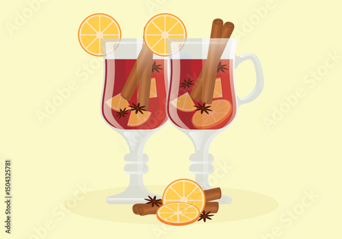 Delicious mulled wine vector illustration for holiday designs