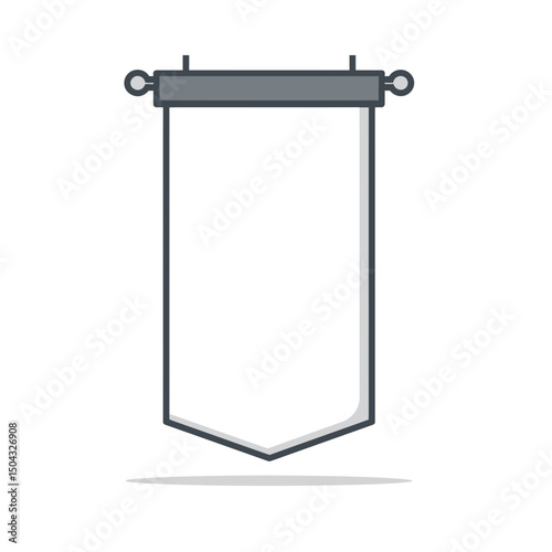 Blank banner hangs centrally displaying emptiness indoors vector illustration