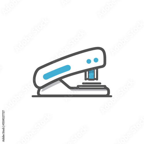 White stapler affixes papers simple isolated stationery tool vector icon