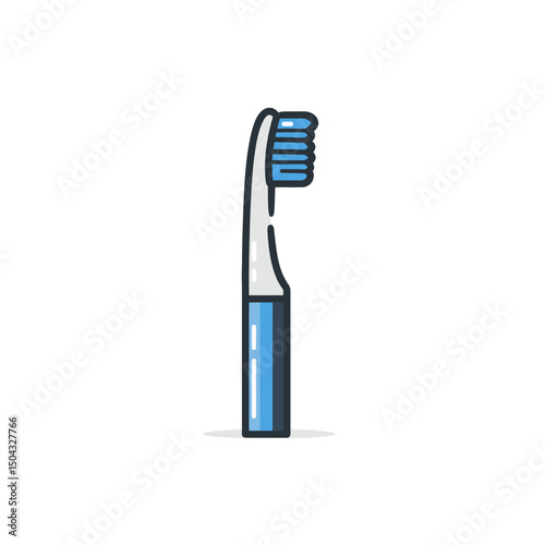 Blue toothbrush stands upright in dental hygiene scene isolated
