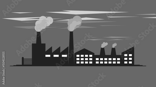 Animation motion graphics air pollution from mill factory causing environmental pollution greenhouse gas emissions global warming and climate change