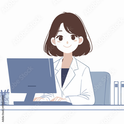 The receptionist is welcoming guests