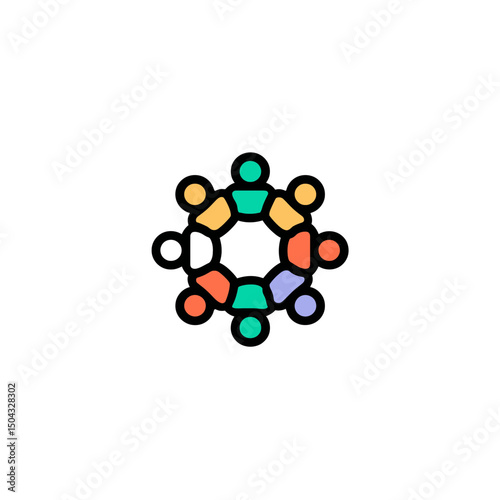 People circle connects creatively on plain background collaboration