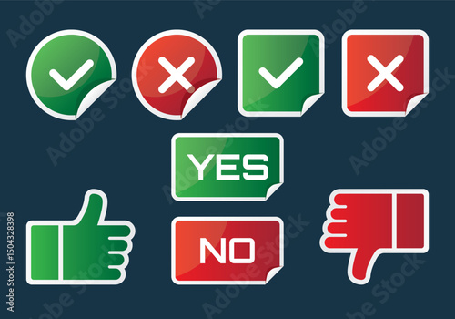 Right and wrong symbols a collection of correct and incorrect icons