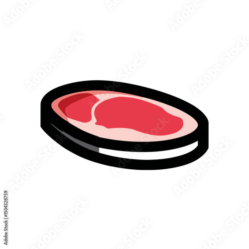Raw steak sits uncooked angled view on plate illustration vector