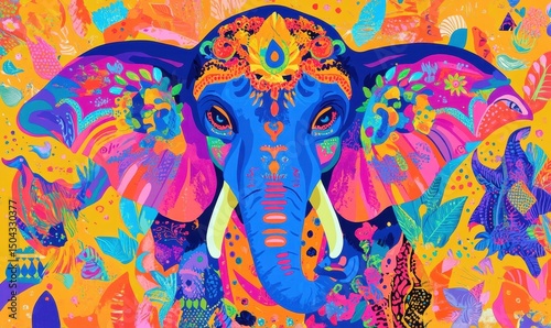 Vibrant Psychedelic Elephant Mandala