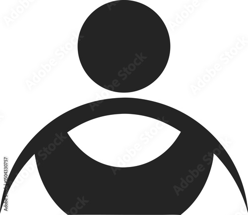 Simple symbolic person reveals minimalist shape on white background with a transparent backdrop
