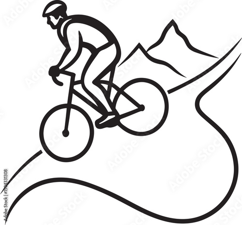 vintage black sport bicycle icon with pedals and wheels on a white background