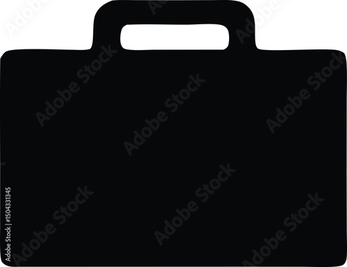 A solid black silhouette of a square suitcase stands against the transparent backdrop