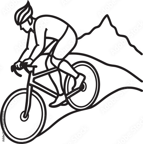 vintage black sport bicycle icon with pedals and wheels on a white background
