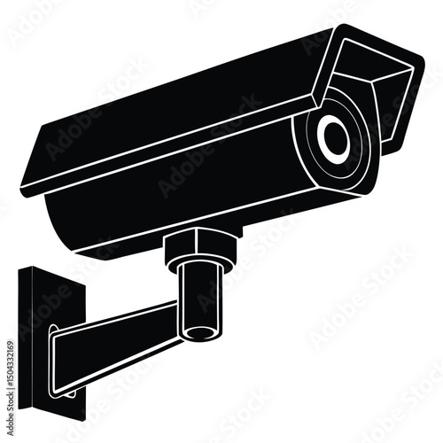 silhouette of surveillance camera mounted on ceiling