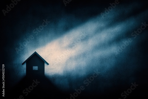 House in Moonlight, Illuminated Silhouette