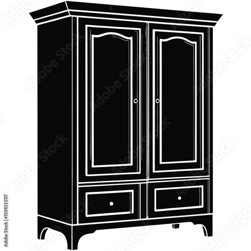 silhouette of wardrobe with sliding doors for storage