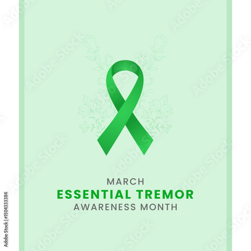 Essential Tremor awareness month background design with Green silk ribbon.