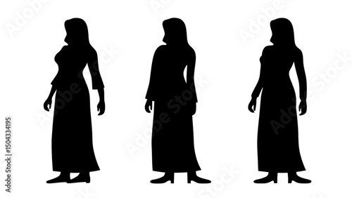 silhouette of muslim hijab woman female vector.