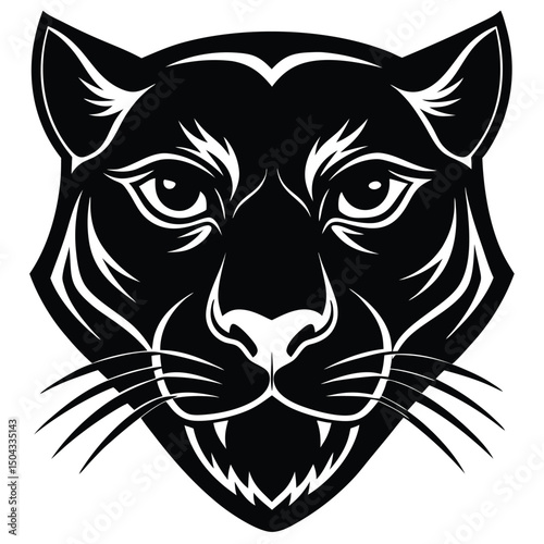 sleek silhouette logo of panther face with fierce expression