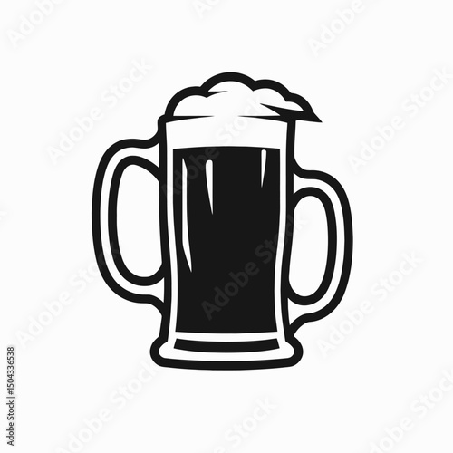 Beer mug brew drink alcohol beverage pub bar foam pint glass lager ale stout refreshment vector icon silhouette