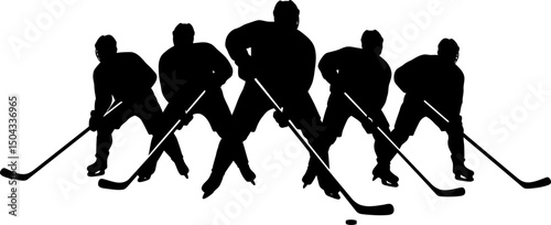 Dynamic Ice Hockey Team Silhouette Powerful Graphic for Sports Fans
