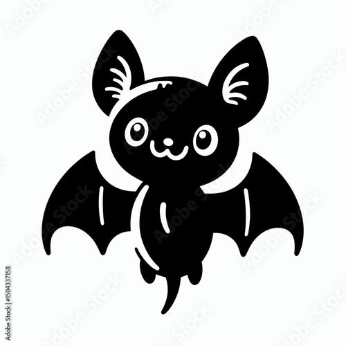 Cute cartoon bat with happy expression