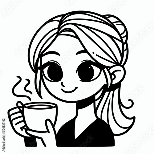Smiling woman enjoying hot drink