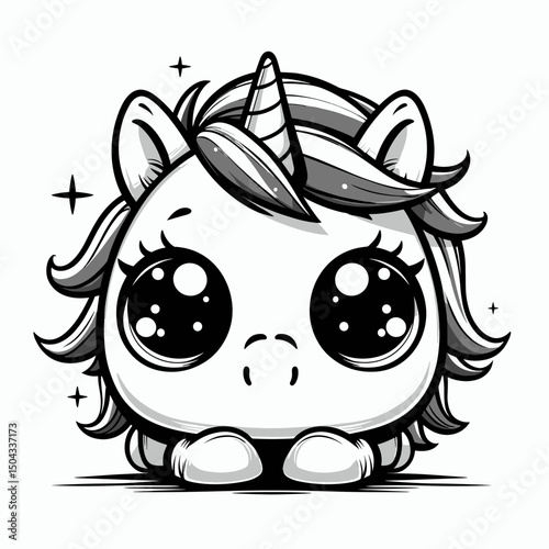 Cute unicorn face with sparkling eyes