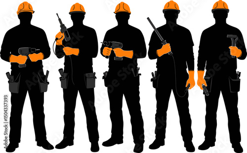 Construction Workers Silhouettes A Powerful Image Representing Skilled Labor and Industrial Strength