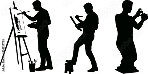 Silhouettes of Artists Painting, Sketching, and Photography