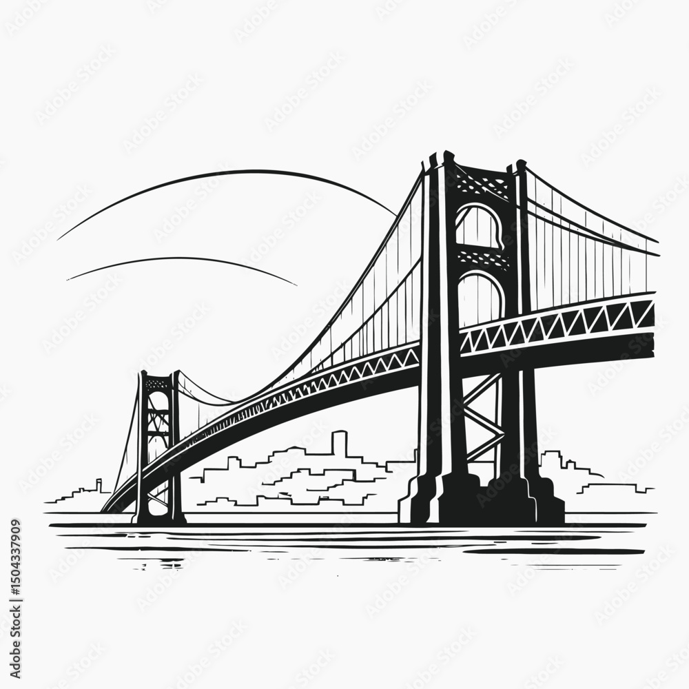 Fototapeta premium Golden gate bridge san francisco california landmark architecture cityscape travel structure drawing art silhouette
