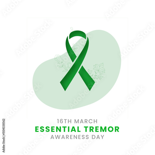 Essential Tremor awareness day background design with Green silk ribbon.