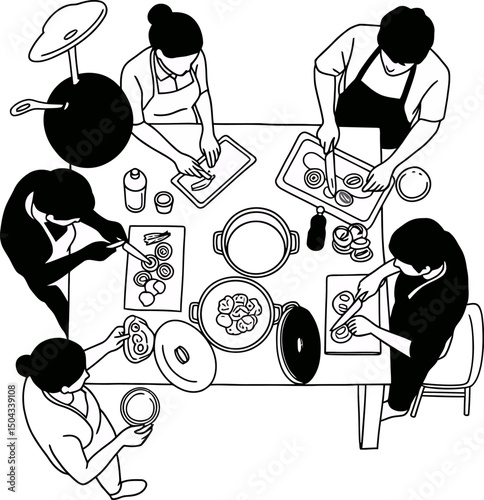 Collaborative Cooking A Group of Friends Preparing a Delicious Meal Together in the Kitchen