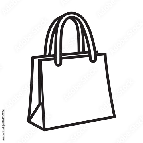 A simple line drawing of a shopping bag with handles.