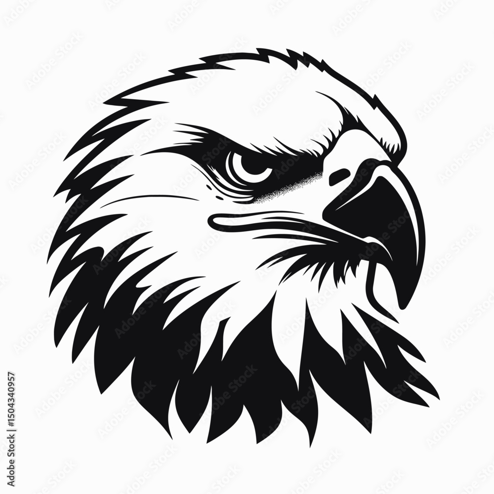 Fototapeta premium Eagle drawing illustration vector animal bird wildlife predator bald head graphic design sketch art silhouette