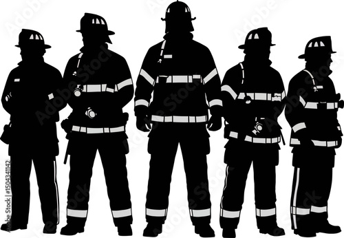 Five Silhouetted Firefighters A Symbol of Bravery, Courage, and Service