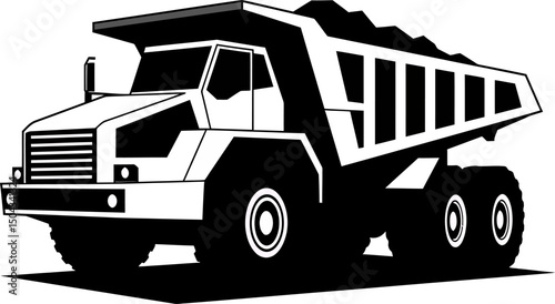 Powerful Dump Truck Illustration Heavy-Duty Hauling Vehicle Graphic