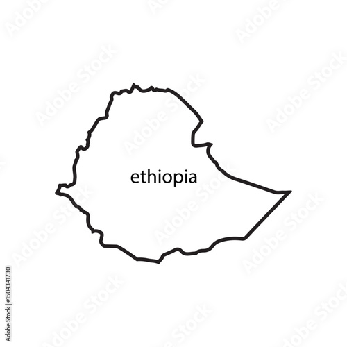 Black outline ethiopia map template illustration