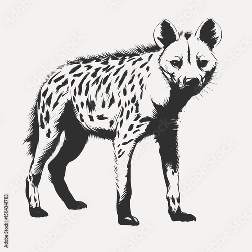 Hyena animal wildlife carnivore mammal africa spotted predator nature illustration drawing art design silhouette