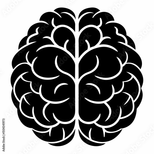 Minimalist Black Brain Icon with Two Connected Lobes – Neurodiversity Emblem on White Background
