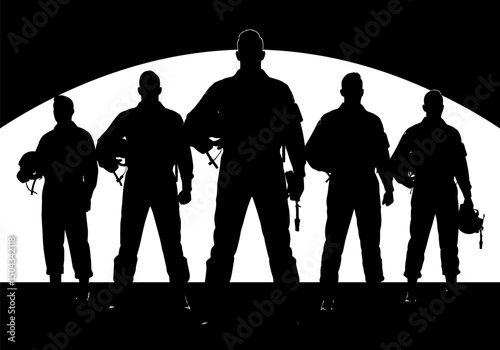 United Force Silhouetted Figures of a Strong Team, Symbolizing Unity, Strength, and Teamwork