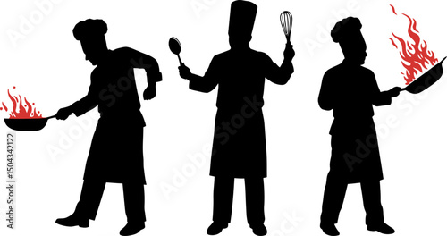 Culinary Arts Silhouette Chefs Cooking with Passion and Flair