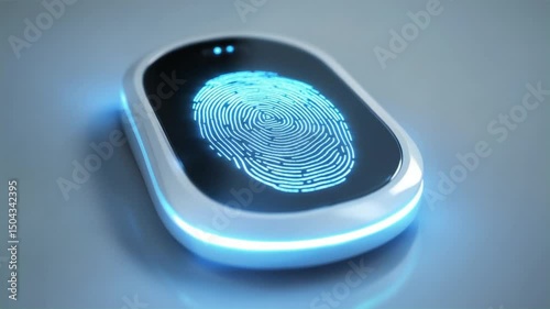 Animation video A shining blue 3D glass sphere, symbolizing light and business, reflects a round button design