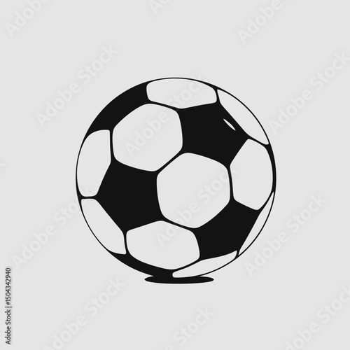 Soccer ball football game sport play kick competition team match training exercise black white round silhouette
