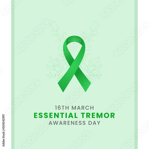 Essential Tremor awareness Day background design with Green silk ribbon.